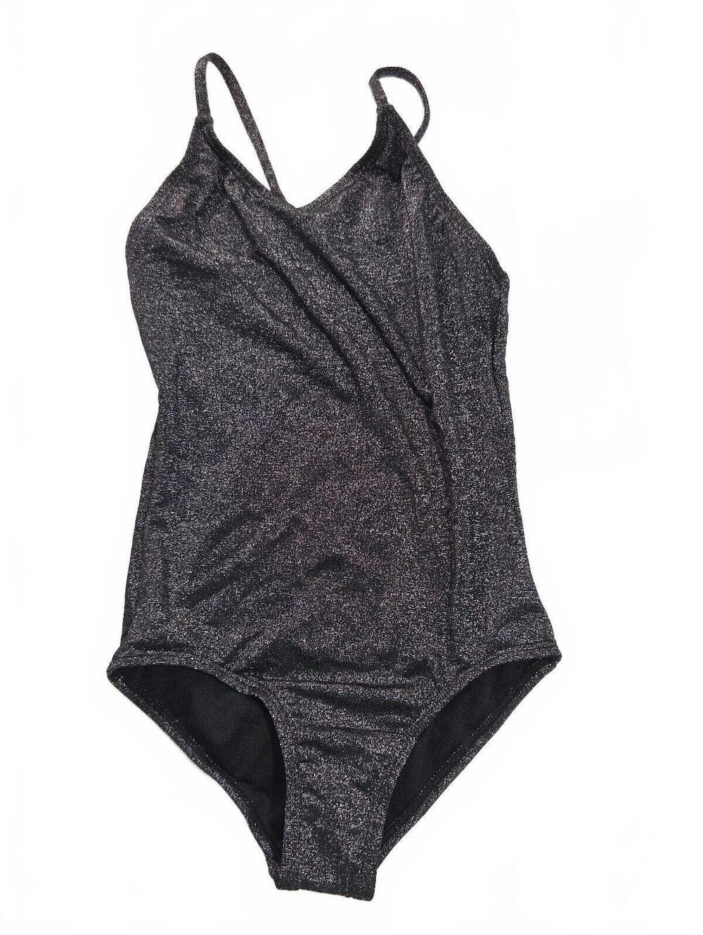 Kanu Surf Sparkle Solid Black One-Piece Swimsuit Size 6X